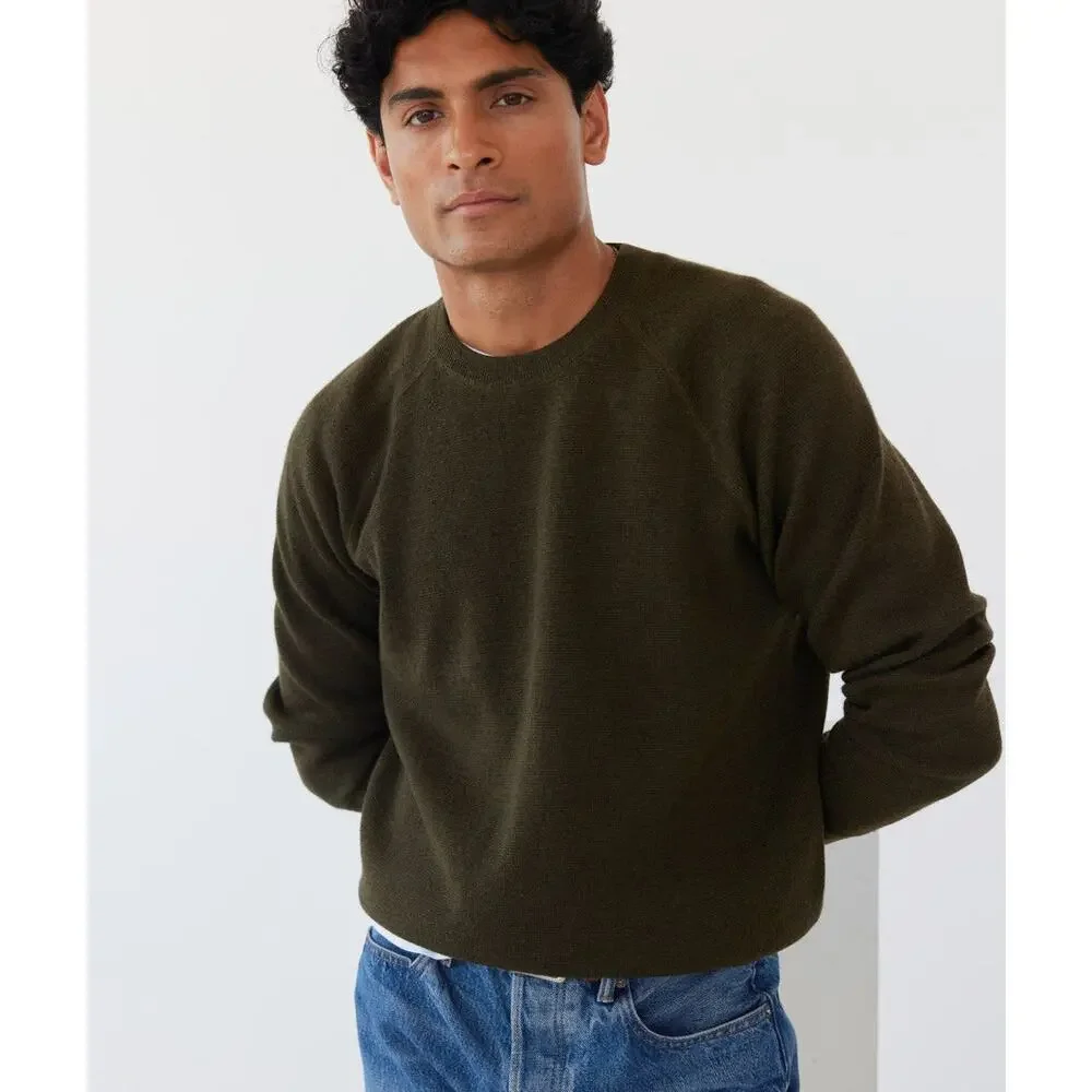 AYR The Two-a-Days Navy Blue Merino Wool Crewneck Pullover Sweater Size Small